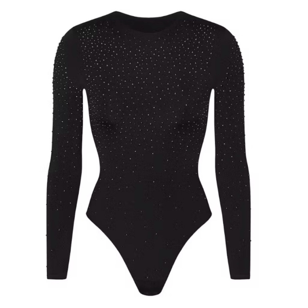 SKIMS & Swarovski Jelly Sheer Long Sleeve Bodysuit NWOT